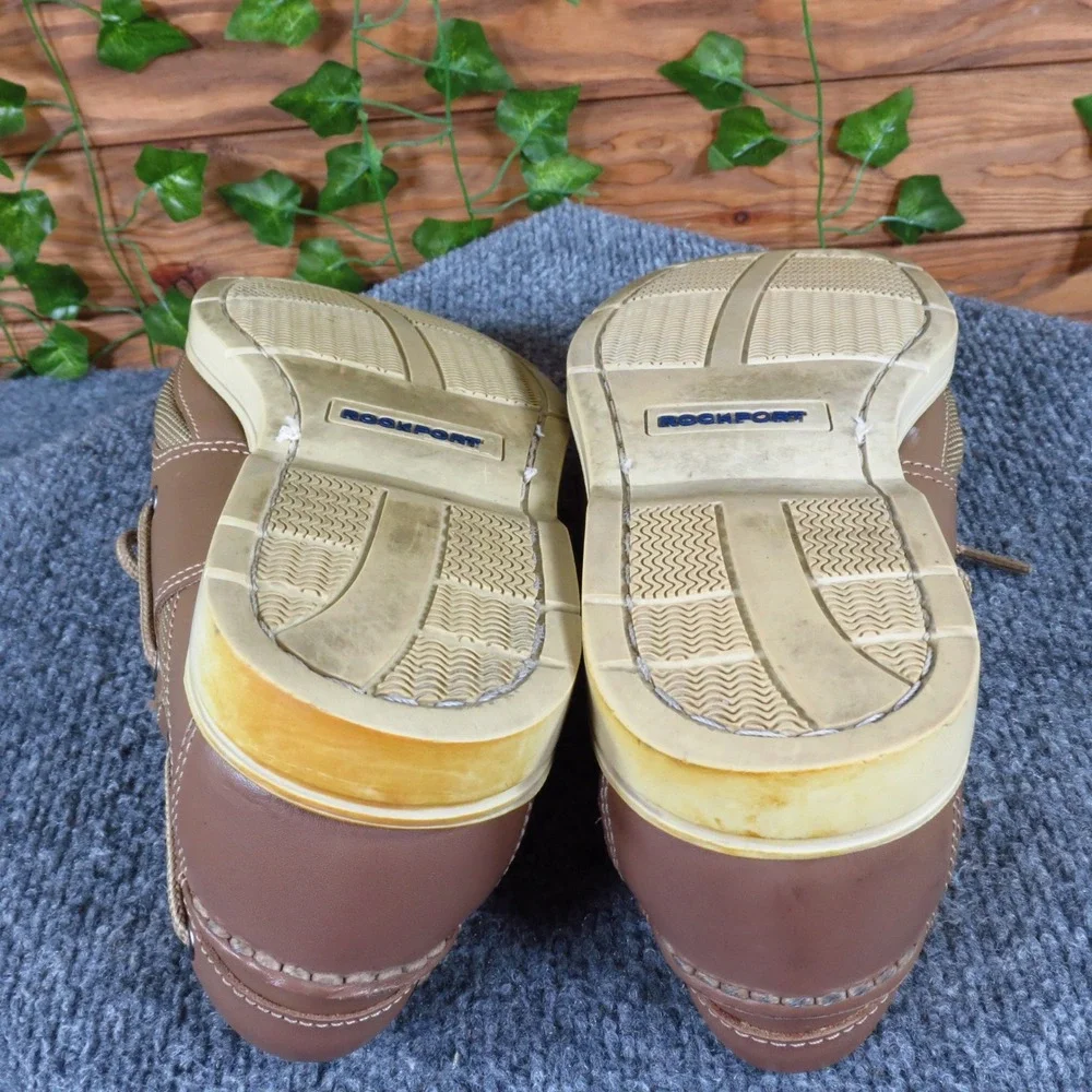 Rockport Surveyor Mens Boat Shoe‎ Size 9.5 Casual Nautical Brown Leather Tan